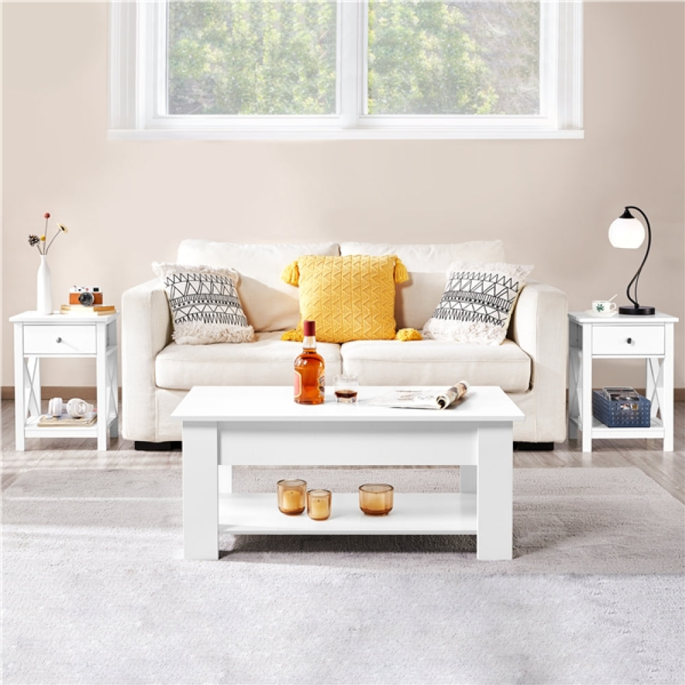 Pack of 2 Improved Quality Wood X Shape Bedside End Table Storage Cabinet Night Stand