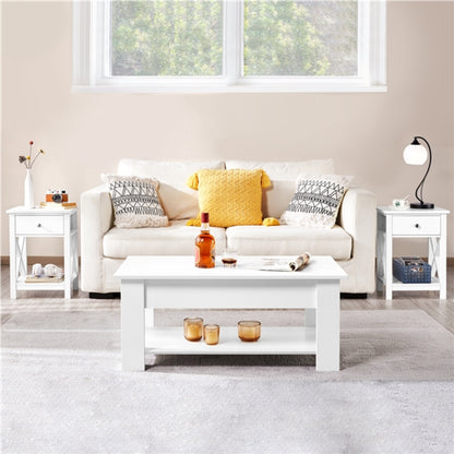 Pack of 2 Improved Quality Wood X Shape Bedside End Table Storage Cabinet Night Stand