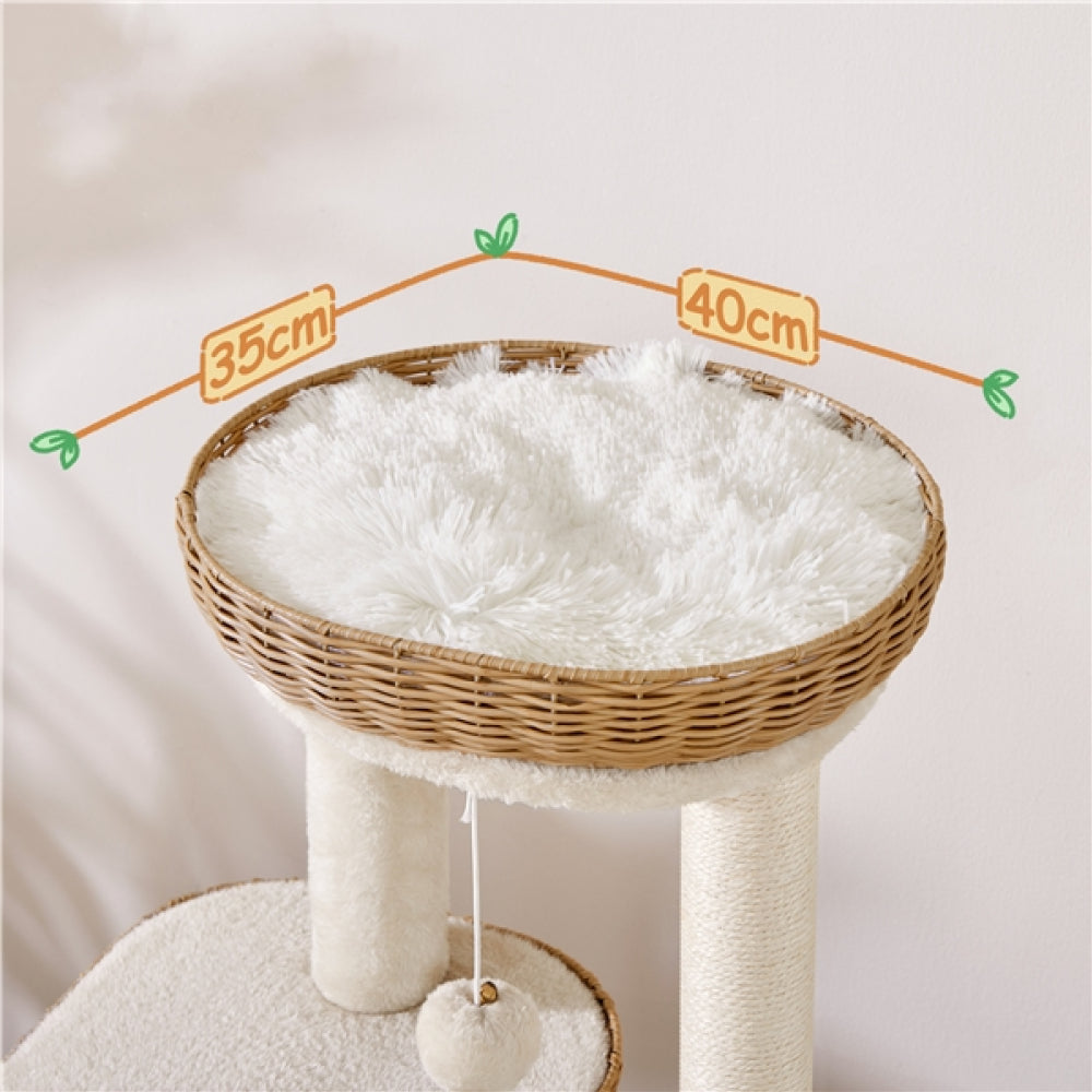 36″ Tall Rattan Cat Tree Cat House Cat Tower