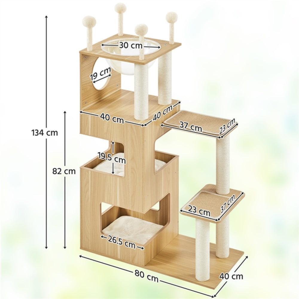53" Tall Wooden Cat Tree Tower