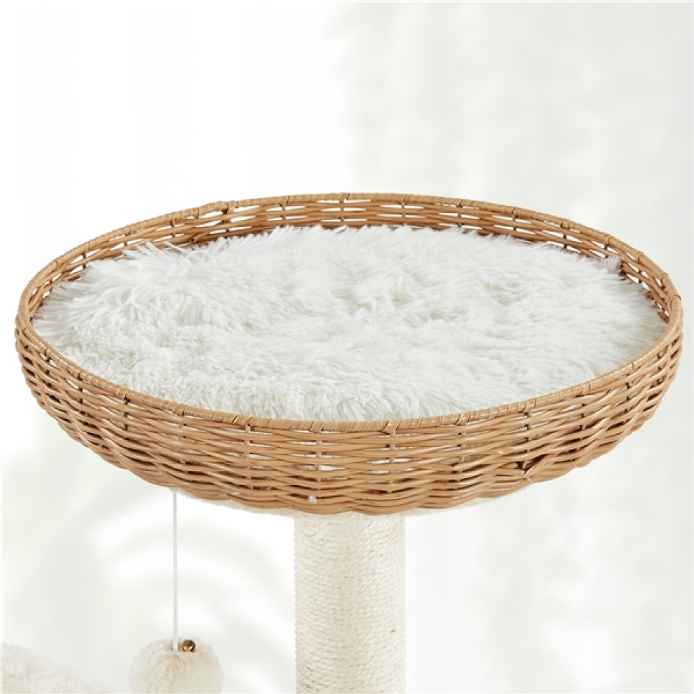 54″ Tall Rattan Cat Tree Cat Tower