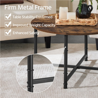 80cm Rustic Round Coffee Table Minimal Vintage Industrial Coffee Table