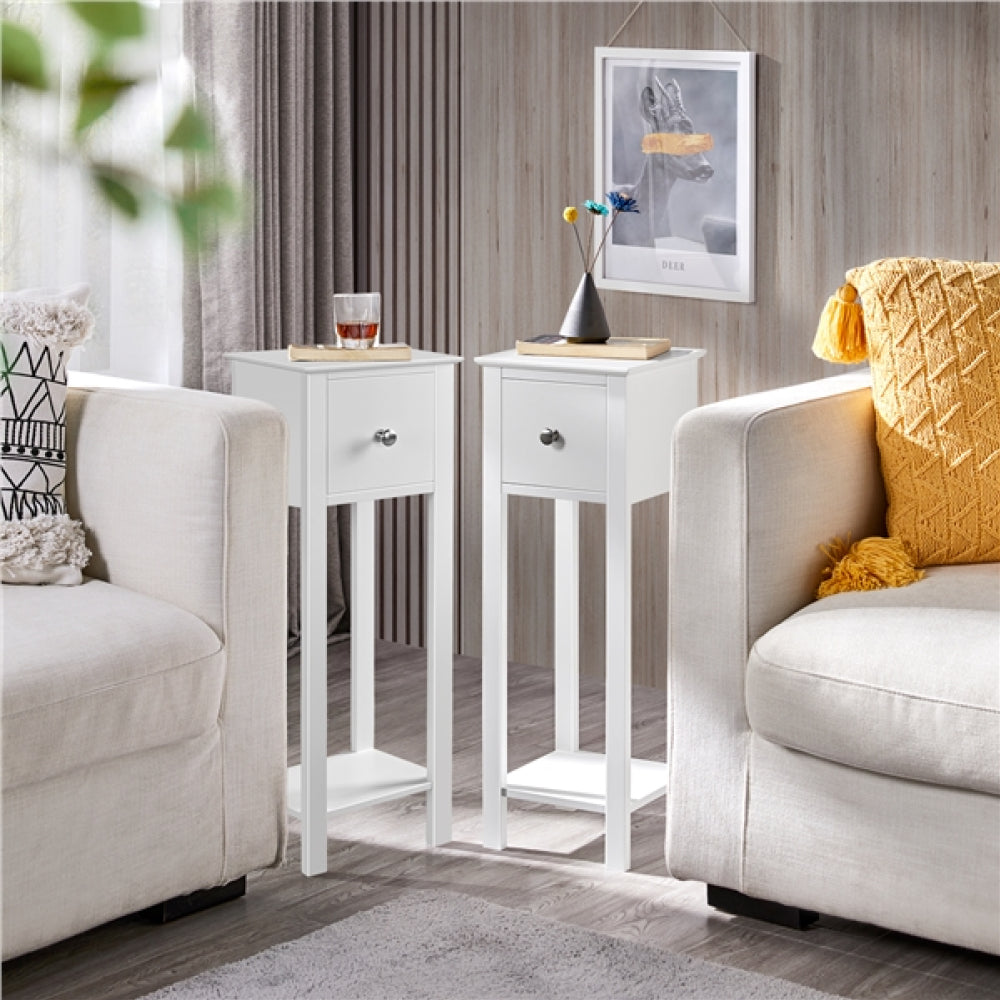 Slim Bedside Tables Nightstand Set of 2