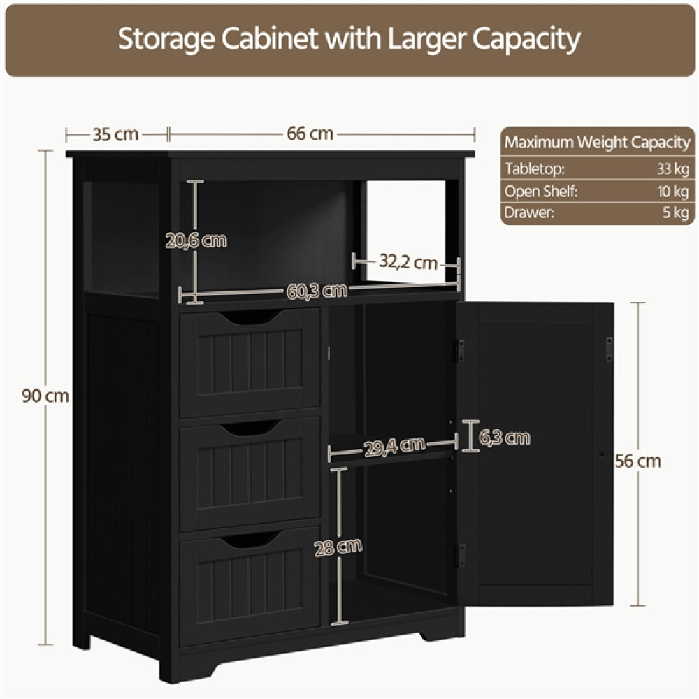 90cm Height Bathroom Floor Cabinet MDF Wooden Storage Organizer
