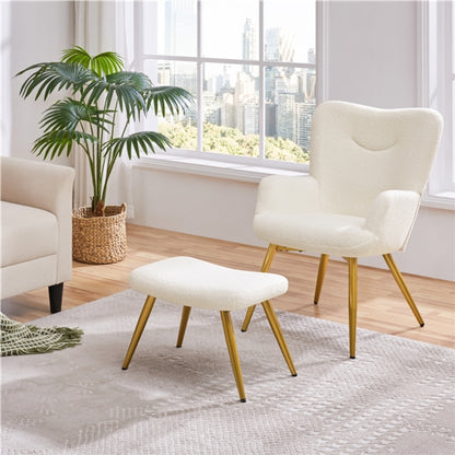 Boucle Accent Chair and Ottoman