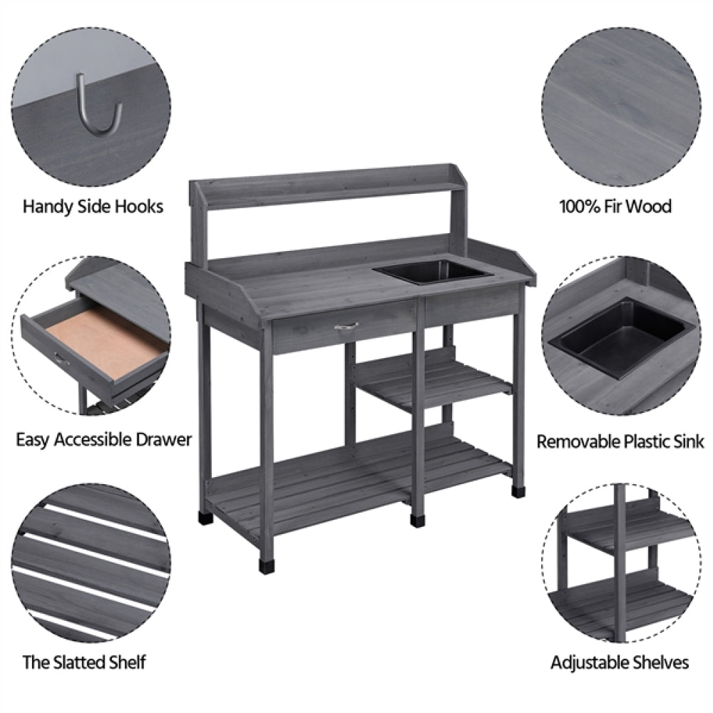 Garden Potting Bench with Basin Garden Work Bench Station