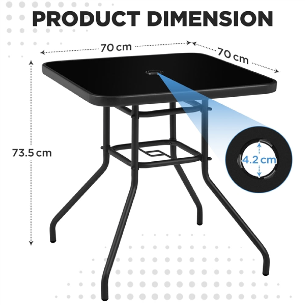 28″ Square Patio Bistro Table with Umbrella Hole