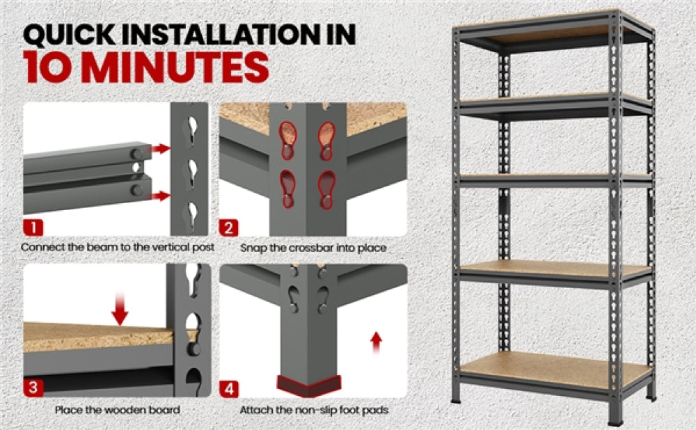 5-Tier Utility Shelves Adjustable Metal Shelving Units