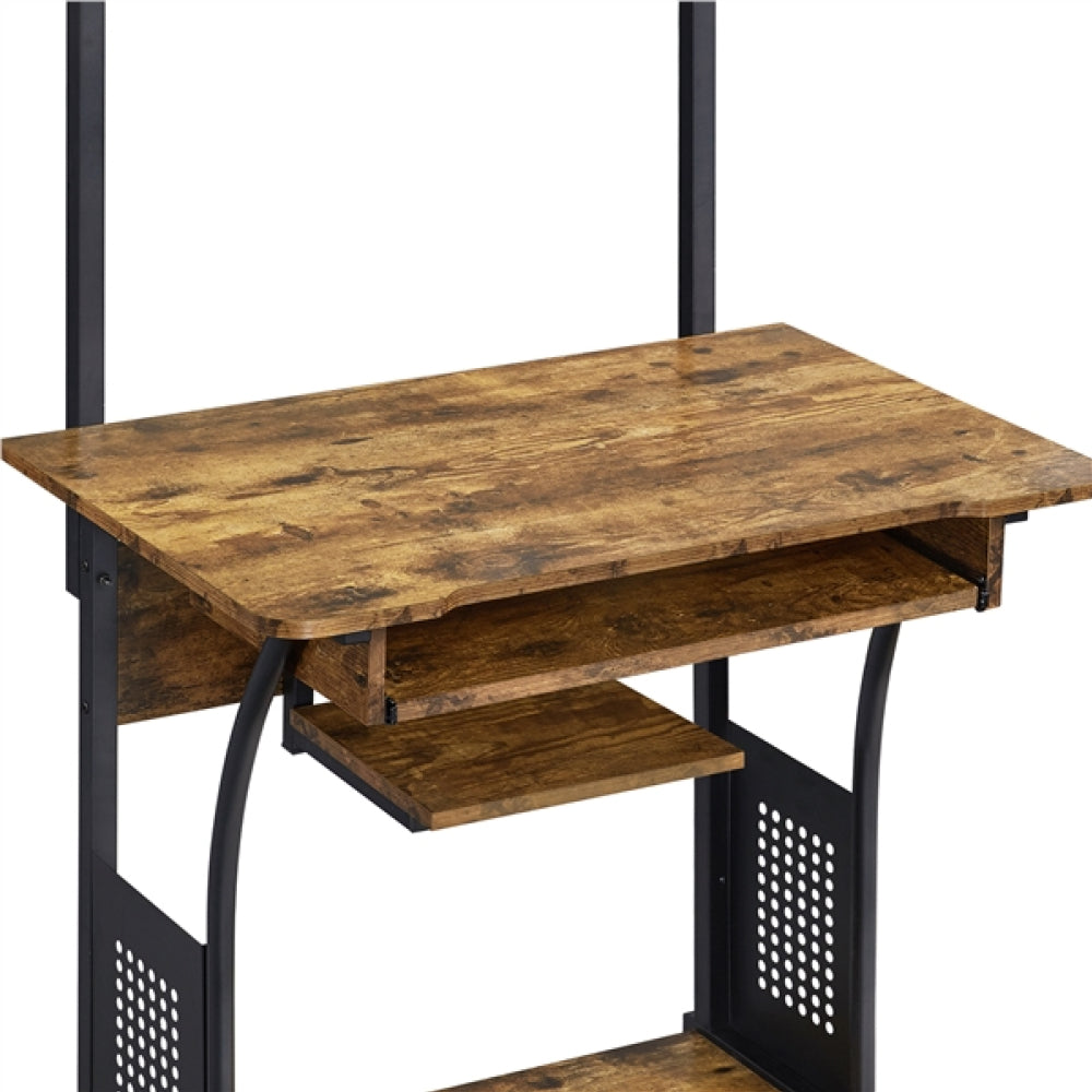3-Tier Rolling Computer Desk  Study Table with Printer Shelf