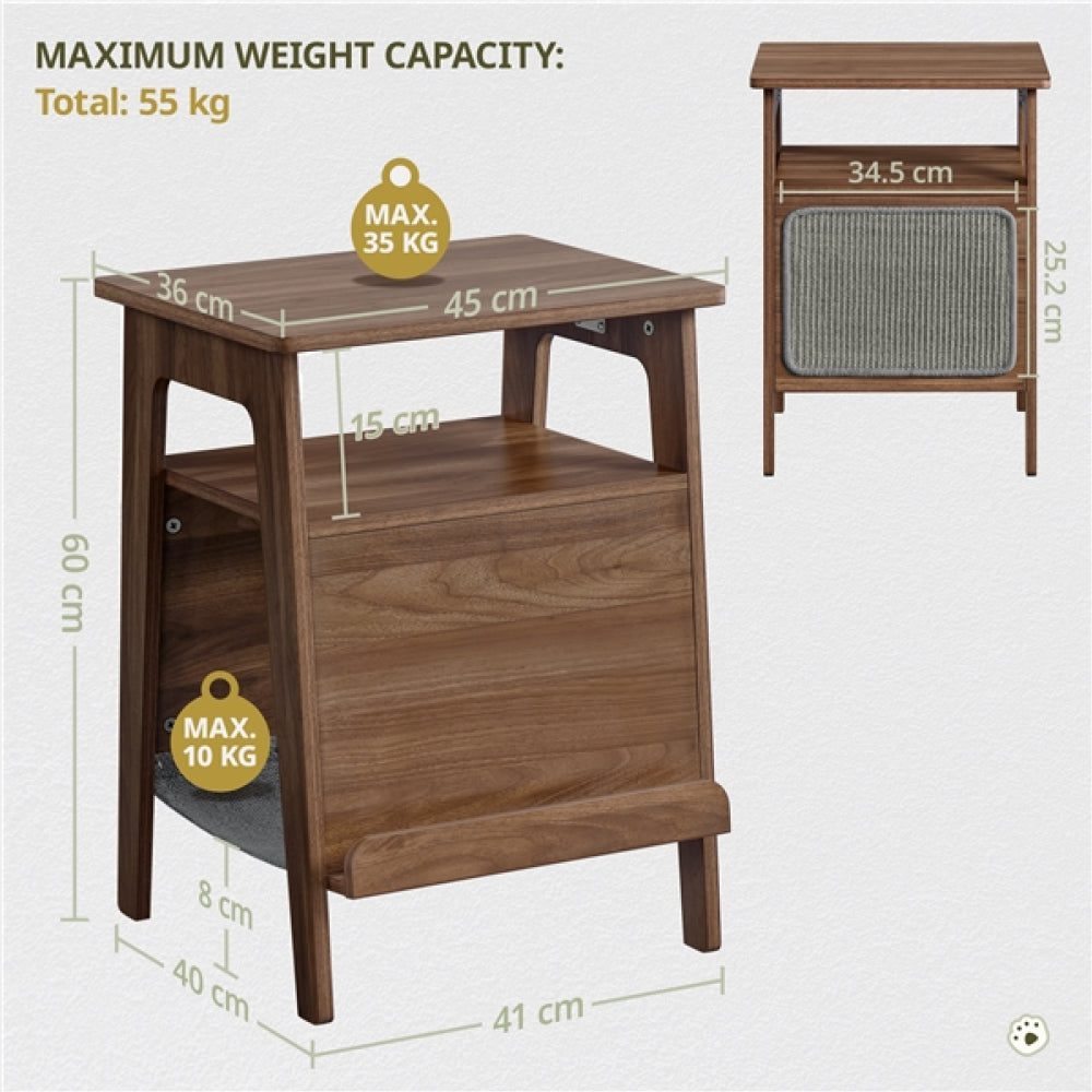 Side Table with Cat House & Scratching Board