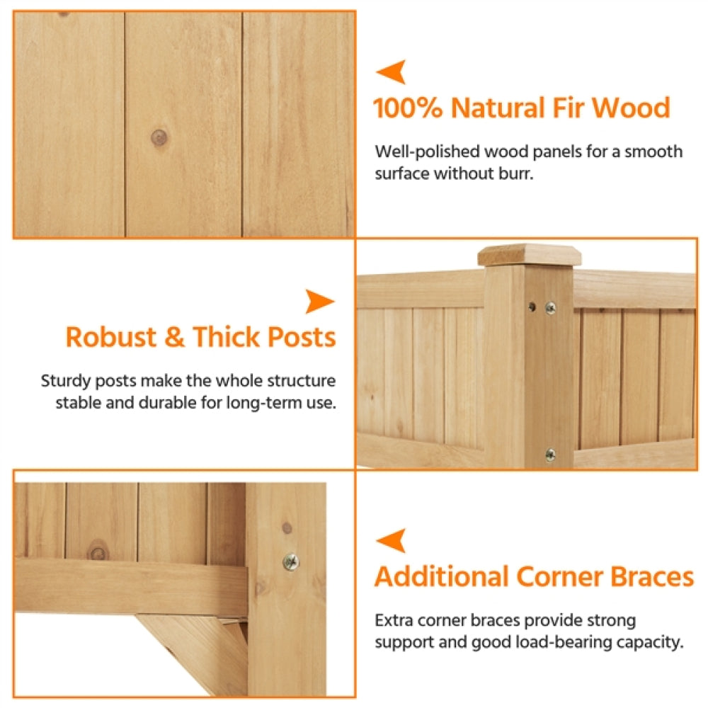 8-Pocket Wood Elevated Garden Planter with Fabric Liner