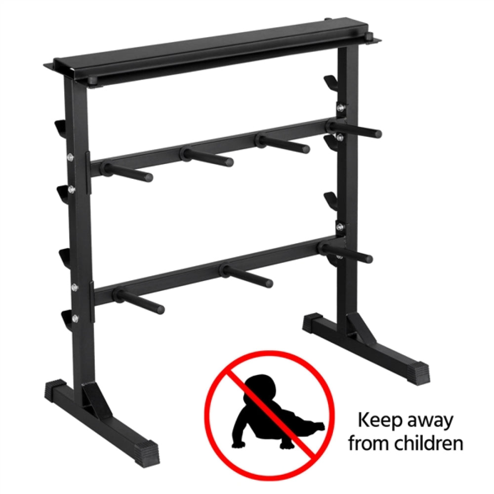 3 Tier Dumbbell Barbell Rack Weight Plate/Bar Storage Holder