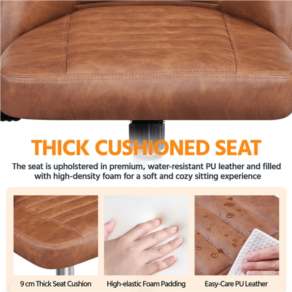 Faux Leather Mid Back Home Office Desk Chair
