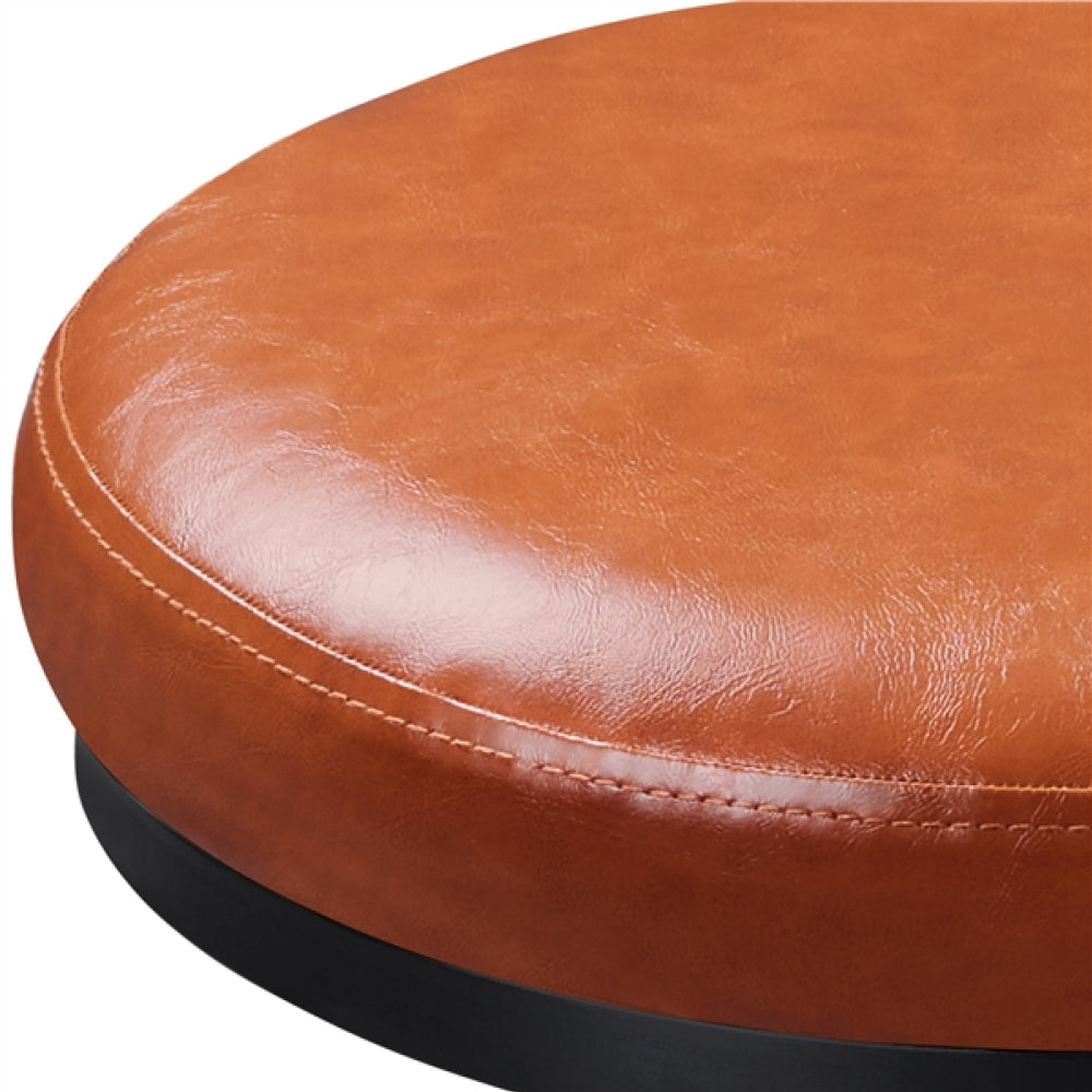 Vintage Industrial Bar Stool Rustic Swivel Bar Stool Round Faux Leather Metal Stool
