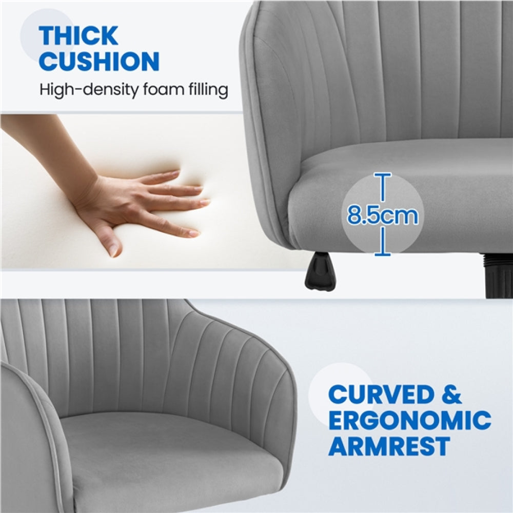 Modern Velvet Desk Chair Soft Height-Adjustable 360°Swivel Computer Chair