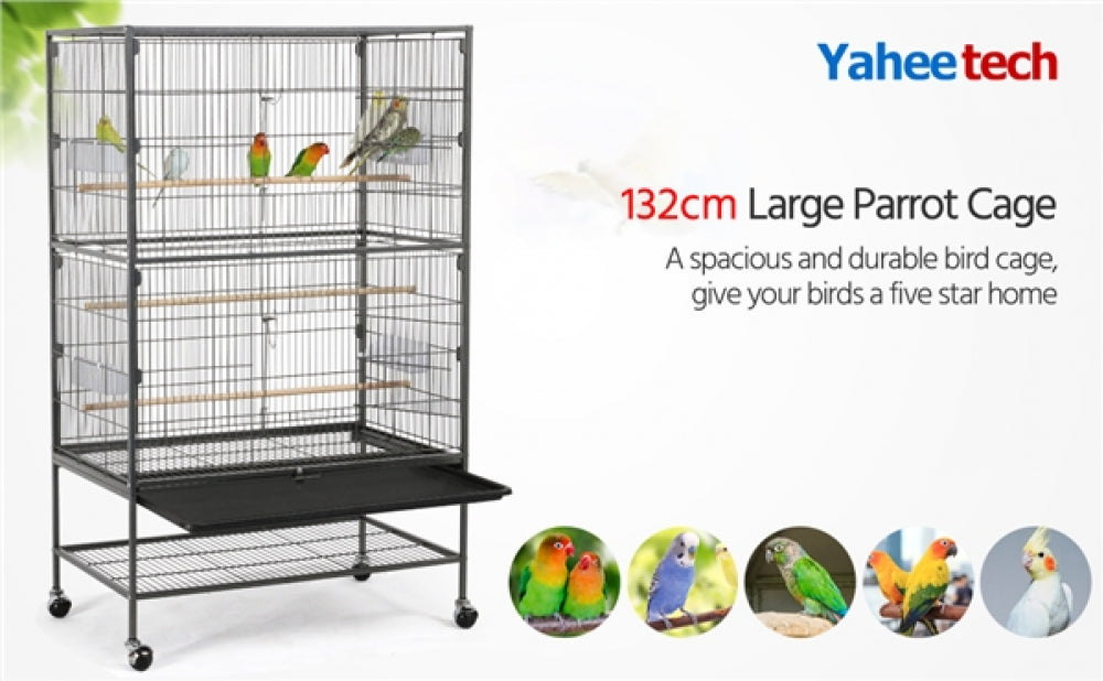 52″ H Large Parrot Cage Rolling Metal Bird Cage