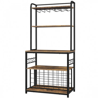 Freestanding Wine Rack with Glass Holder and Wine Storage
