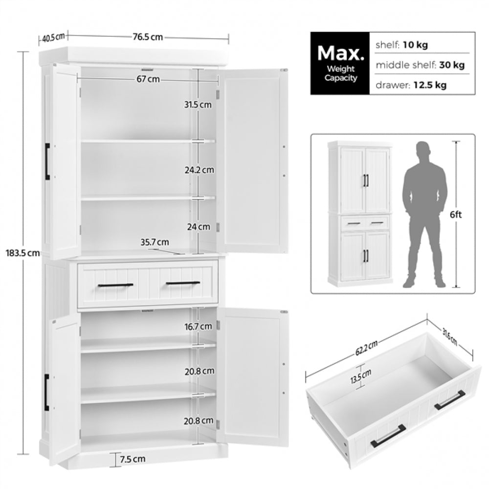 Tall Pantry Cupboard Kitchen Pantry Cabinet Freestanding Storage Cabinet