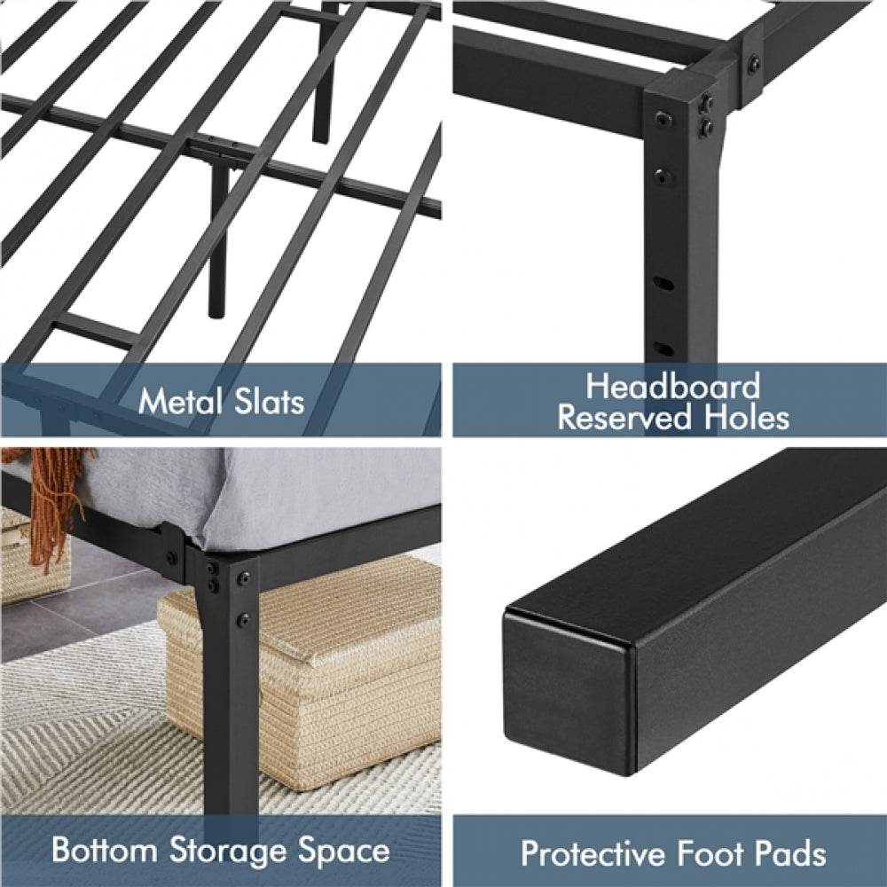 Double Metal Bed Frame with Heavy Duty Steel Slat Support
