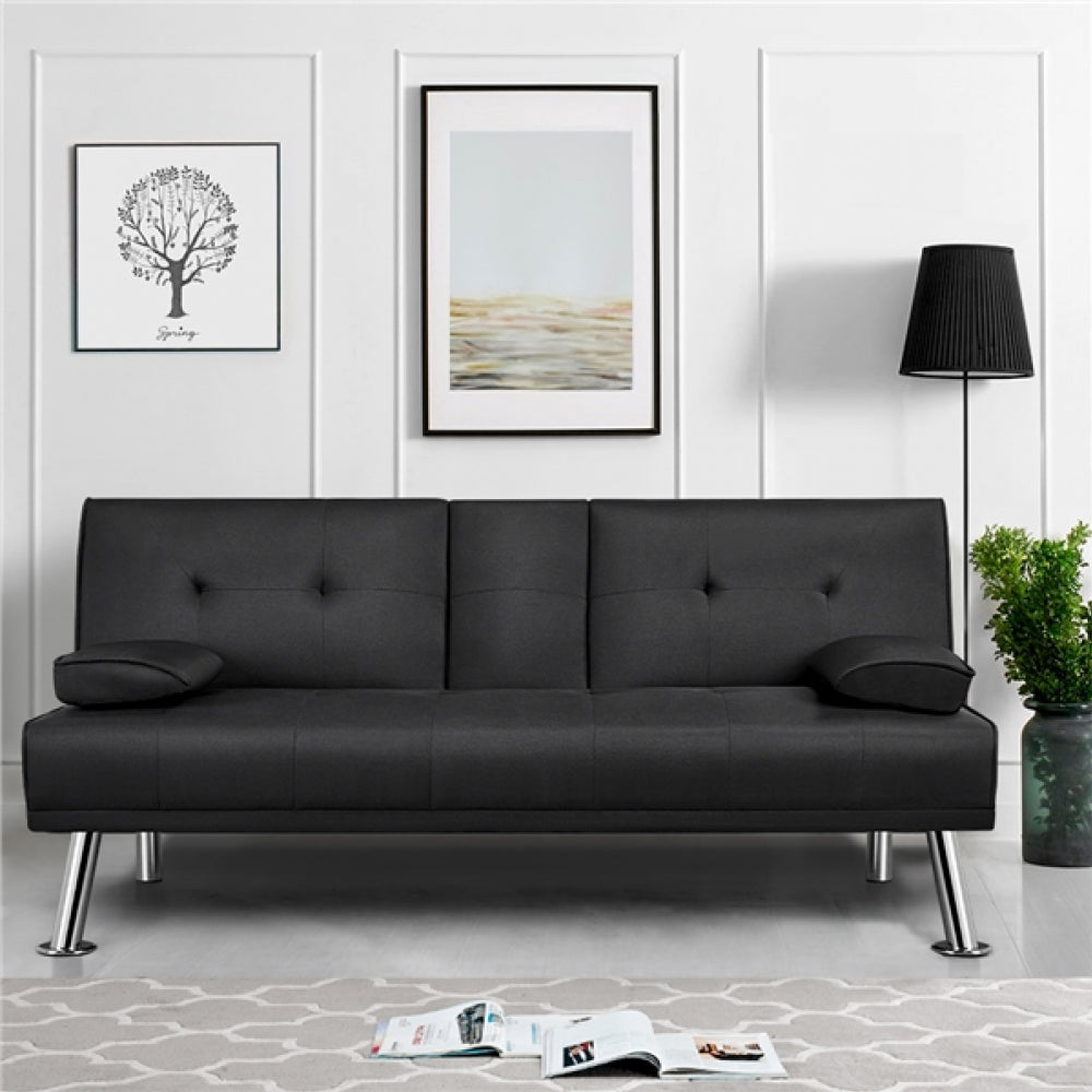 Fabric Upholstered Convertible Futon Sofa Bed