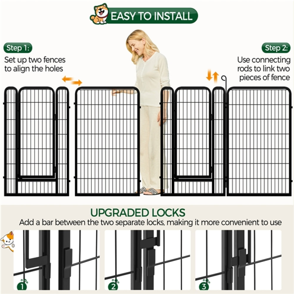 120cm Tall 8 Panels Dog Playpen Panels Foldable Metal Pet Fence