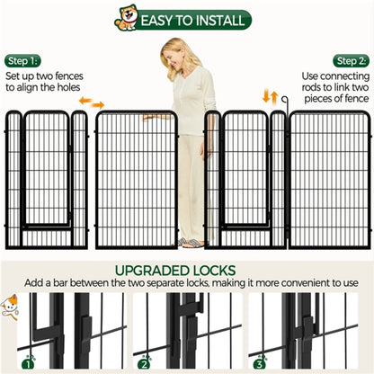 120cm Tall 8 Panels Dog Playpen Panels Foldable Metal Pet Fence