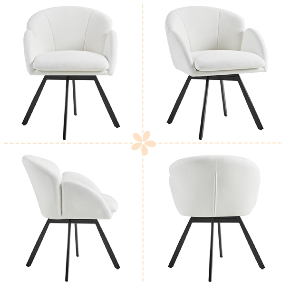 Flower-shaped Chenille Accent Armchair Contemporary Swivel Chair