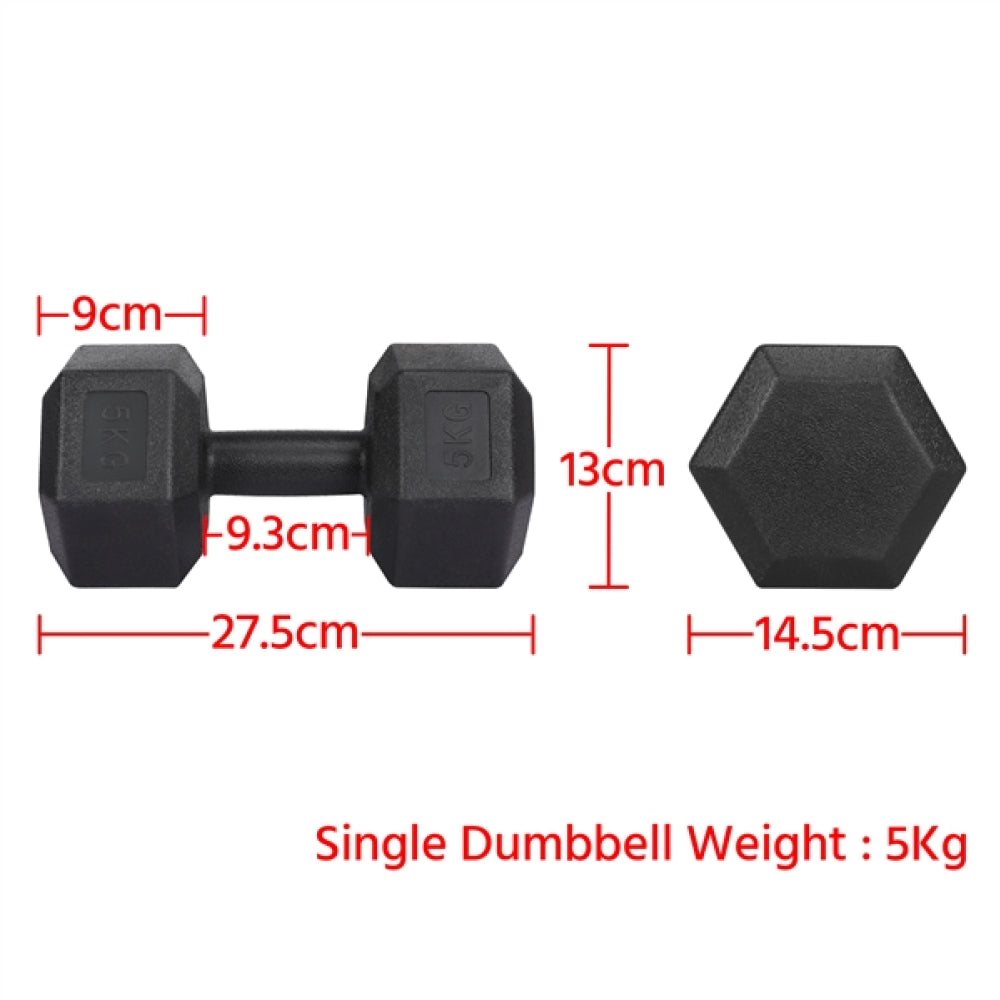 2x5kg Hex Dumbbells Set
