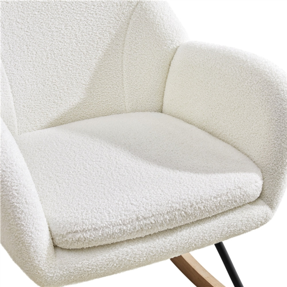 Boucle Upholstered Armchair Rocking Chair