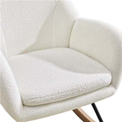 Boucle Upholstered Armchair Rocking Chair