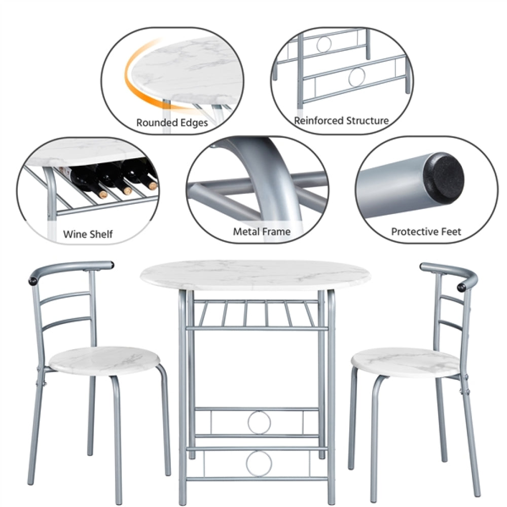 Space Saving Dining Table Set Modern Round Dining Table Set for 2