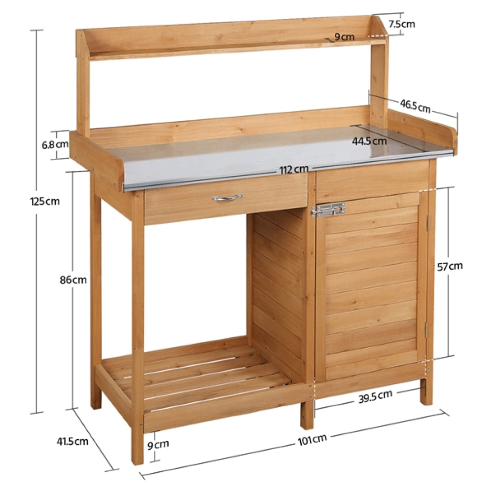 Outdoor Garden Potting Bench Table Work Bench Metal Tabletop