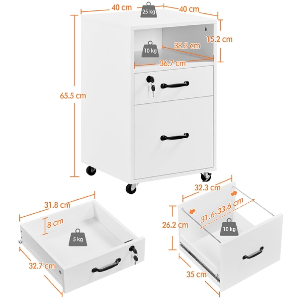 Brand New 2 Drawer Side Table End Table File Cabinet