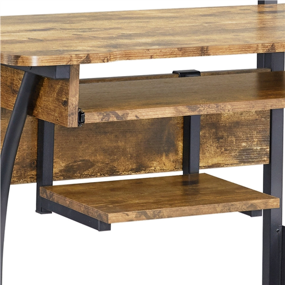 3-Tier Rolling Computer Desk  Study Table with Printer Shelf