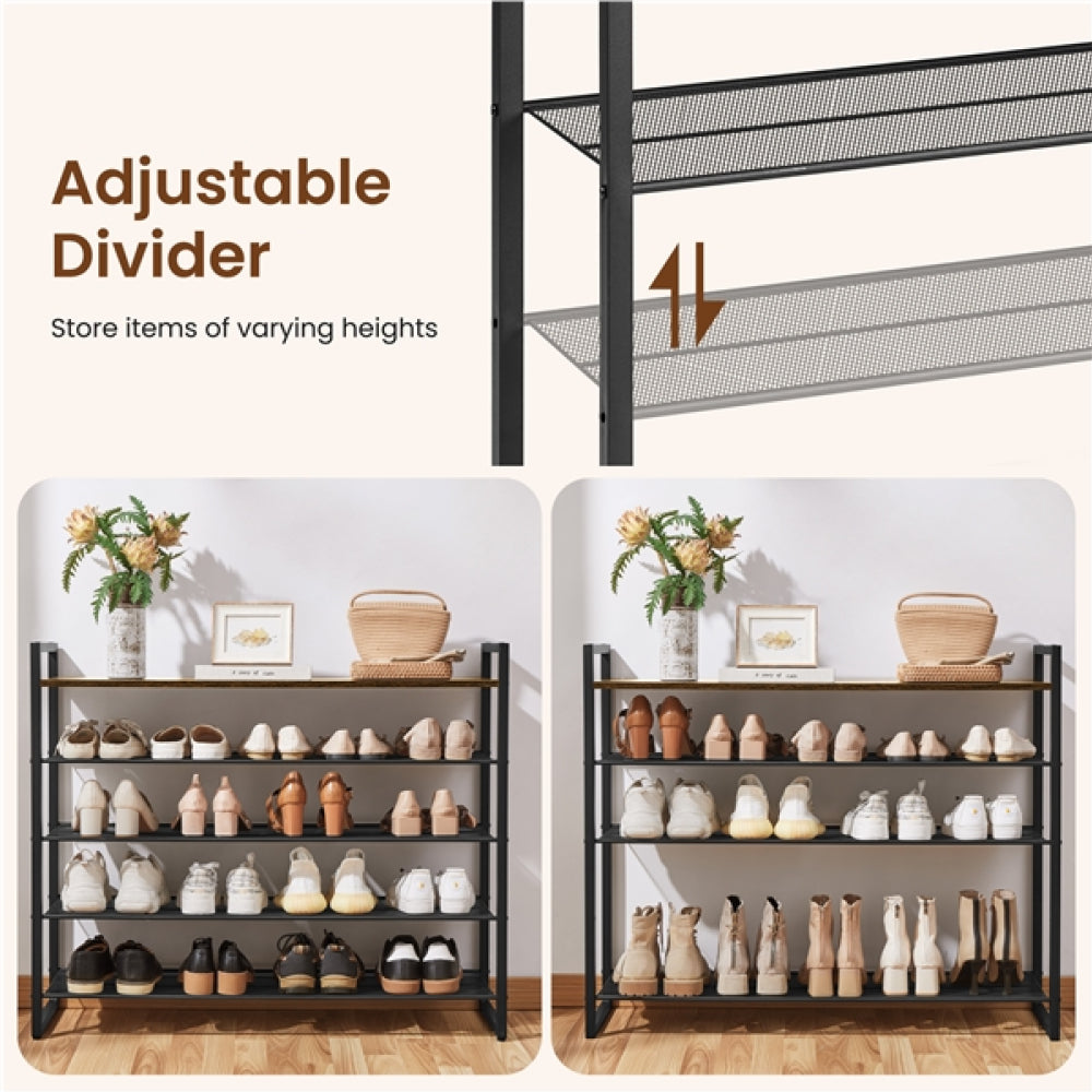 10-Tier Iron Shoe Rack Organizer Large 50-Pair Capacity Open Shoe Tower