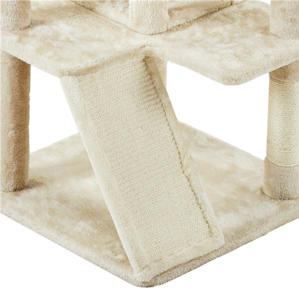 Cat Tree Condo Kitten Tree Tower w/ 2 Condos & Dangling Ball & Round Platform & Ladder