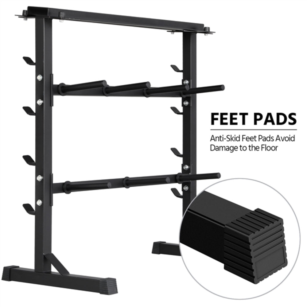 3 Tier Dumbbell Barbell Rack Weight Plate/Bar Storage Holder