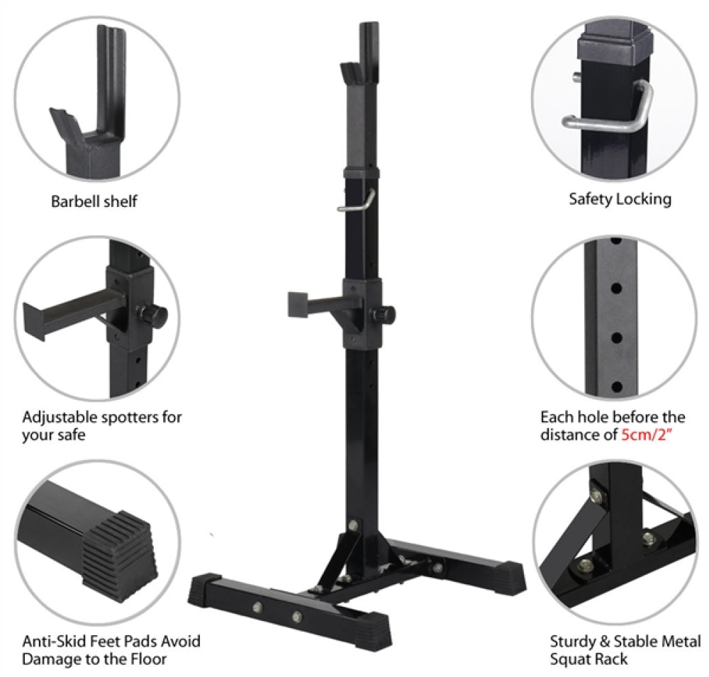 Pair of Adjustable Squat Rack Standard 45-70 Inch Solid Steel Squat Stand