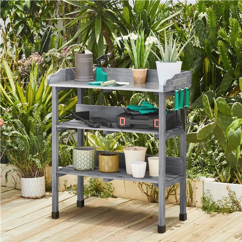 3-layer Outdoor Potting Bench Gardening Table