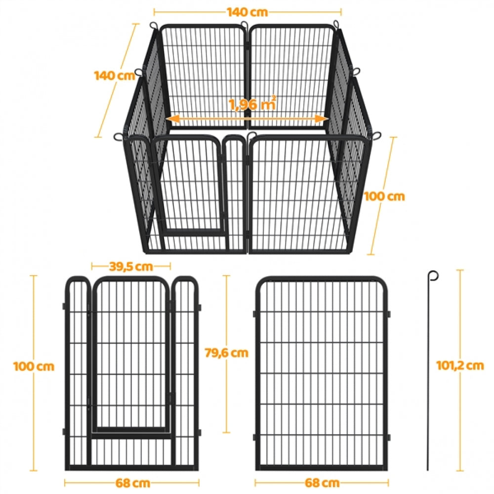 8 Panels Dog Playpen 100cm Tall Dog Pen Dog Fence