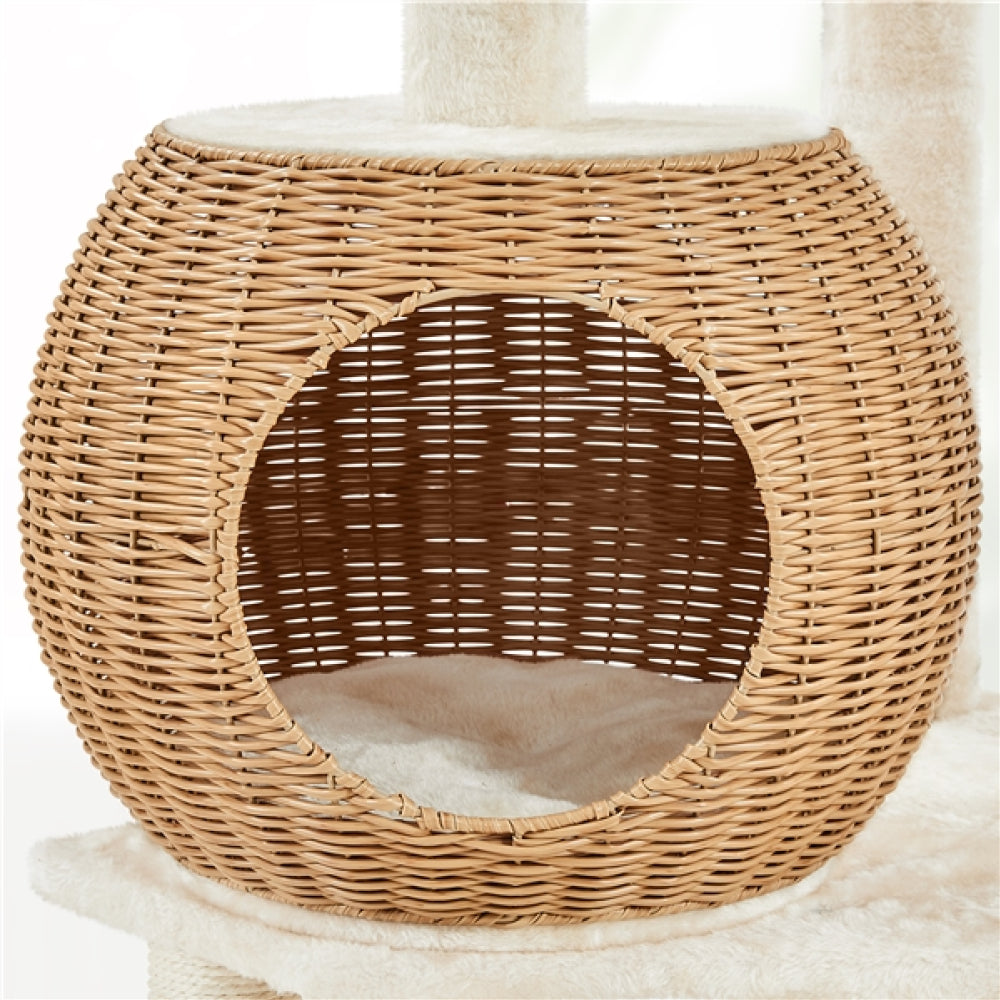 54″ Tall Rattan Cat Tree Cat Tower