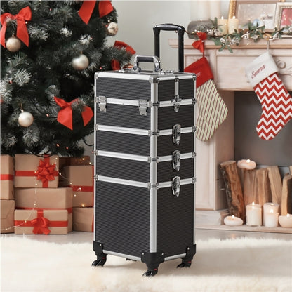 5-In-1 Professional Aluminum Rolling Cosmetic Makeup Train Cases Trolley