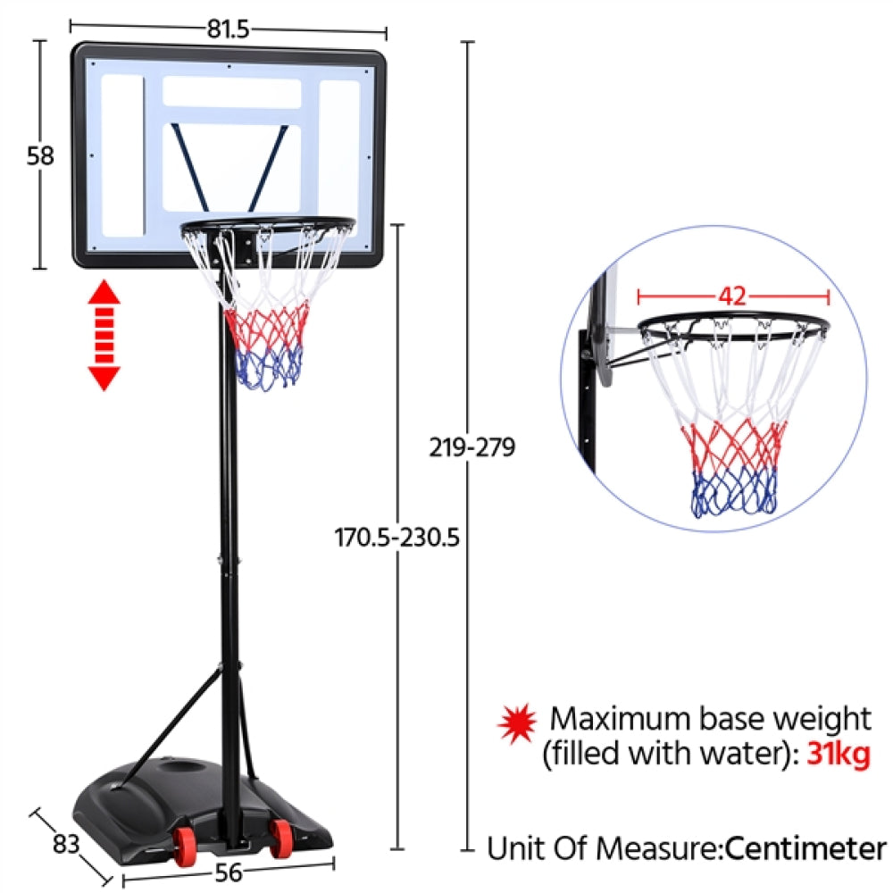 7.2-9.2FT Height-Adjustable Basketball Hoop System