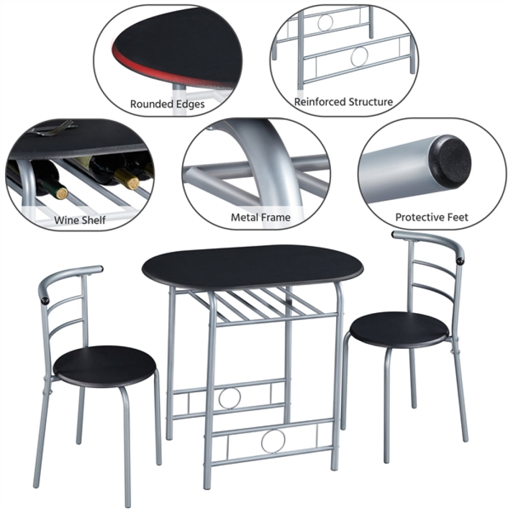 Modern Round Dining Table Set for 2 Dining Chairs