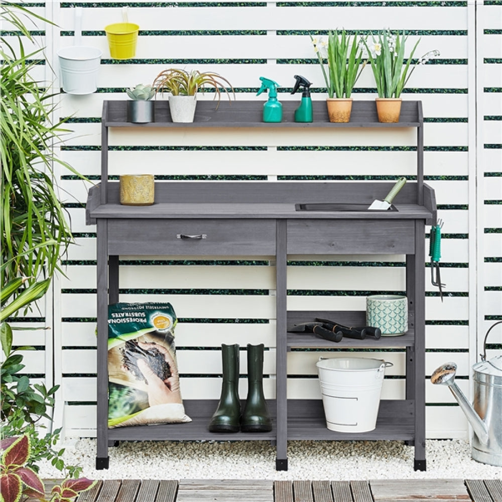 Garden Potting Bench with Basin Garden Work Bench Station