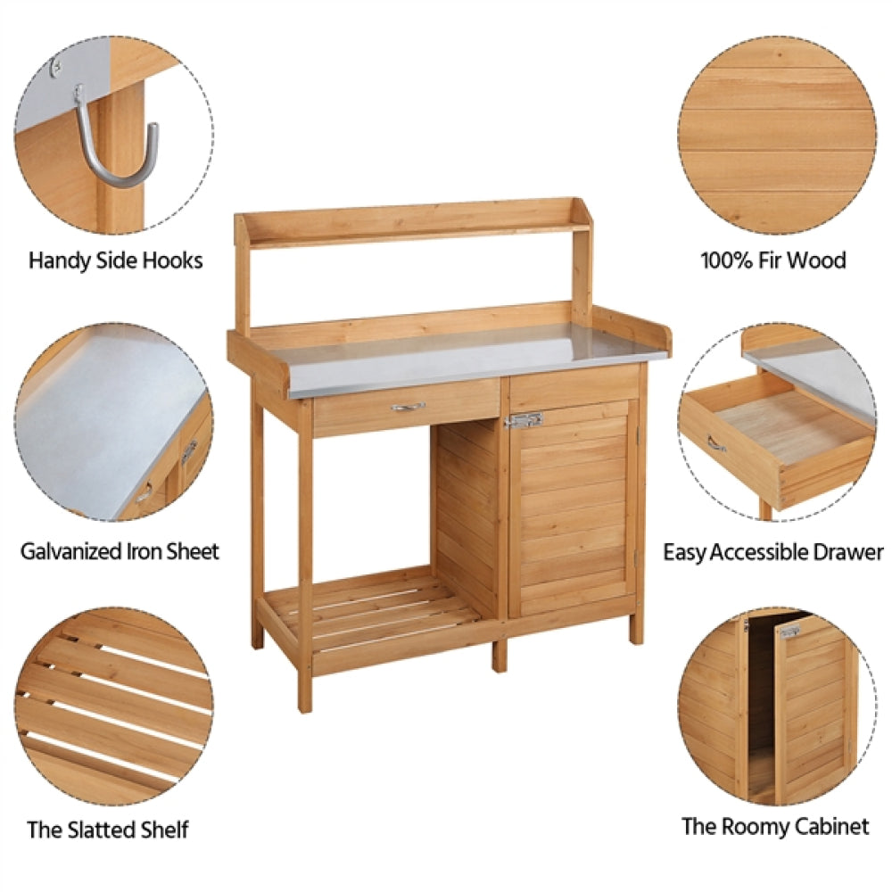 Outdoor Garden Potting Bench Table Work Bench Metal Tabletop