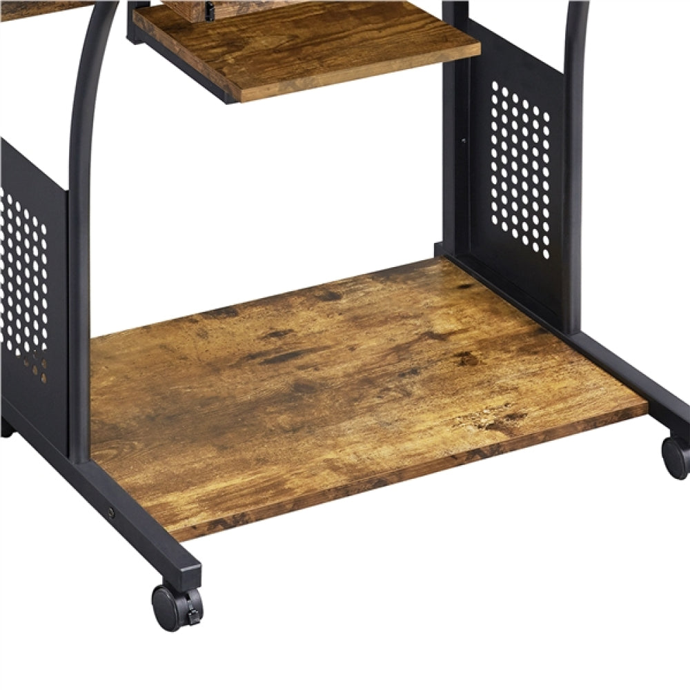 3-Tier Rolling Computer Desk  Study Table with Printer Shelf