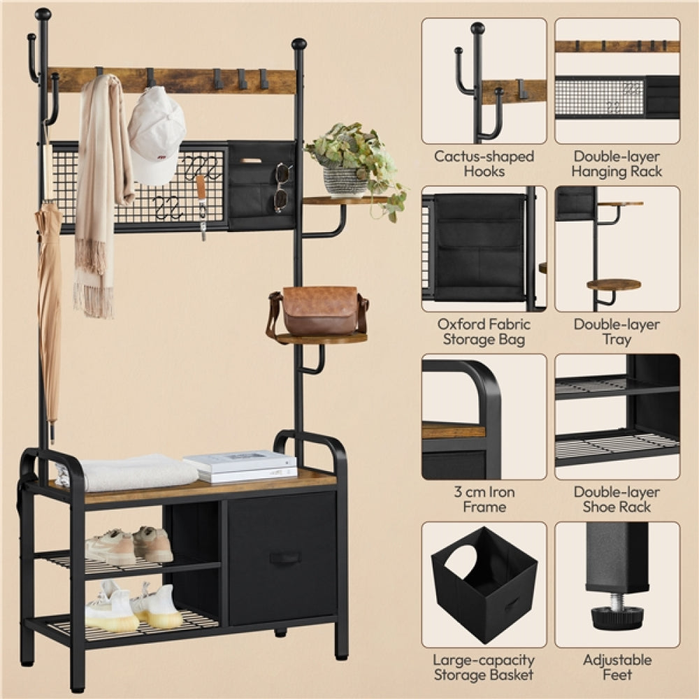 Hall Tree with Cat House Coat Rack Shoe Rack