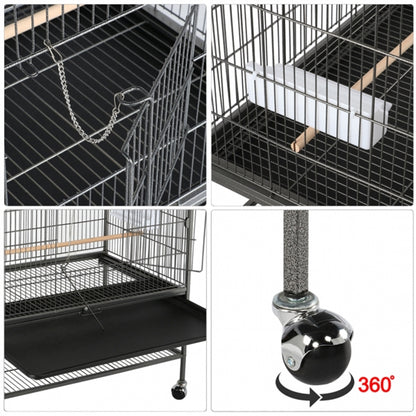 52″ H Large Parrot Cage Rolling Metal Bird Cage