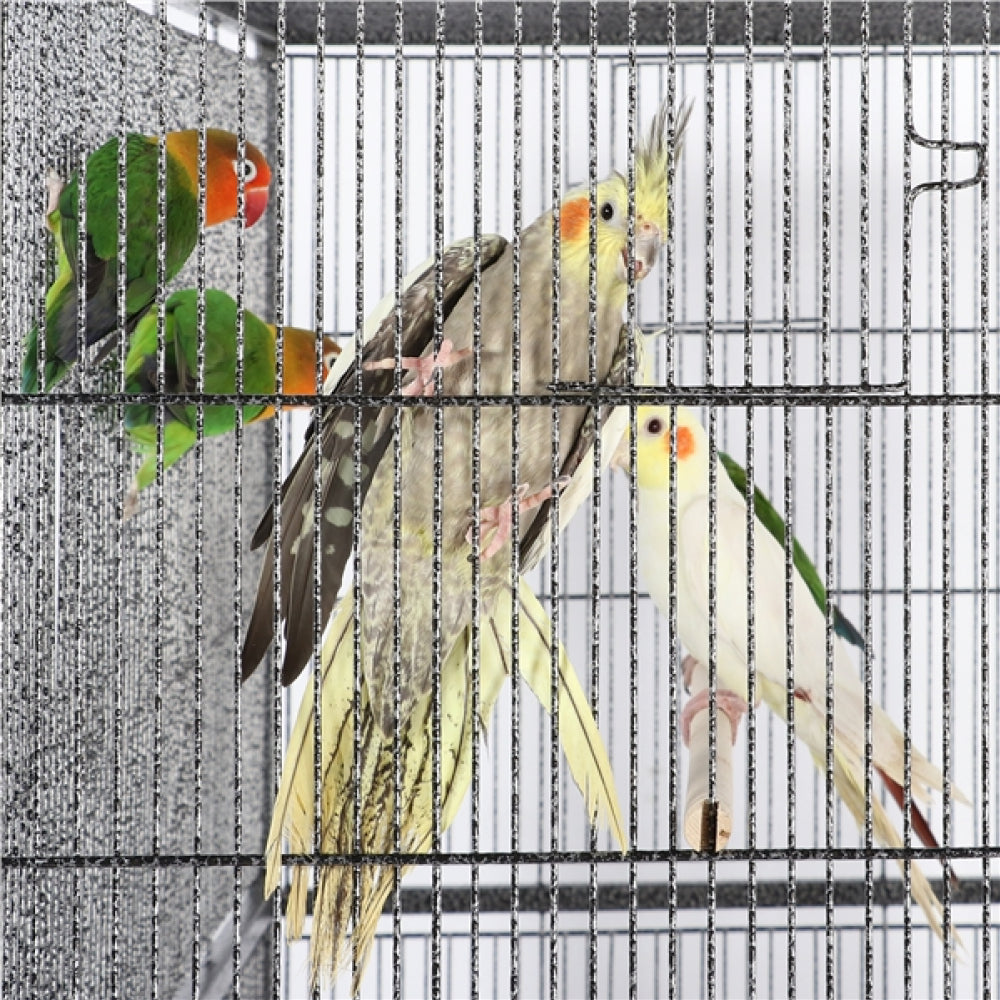 63’’H Large Parrot Cage w/ Stand Rolling Metal Pet Cage